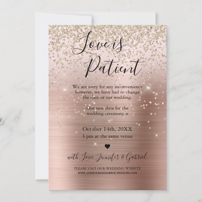 Invitation L'amour est patient Annonce de report de mariage (Dos)