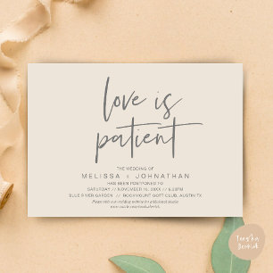 Invitation L'amour est patient, changer notre Mariage Nouvell
