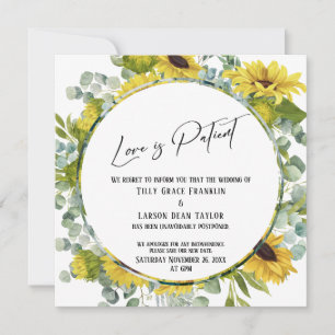 Invitation L'amour est Patient Floral Postponed Mariage Card