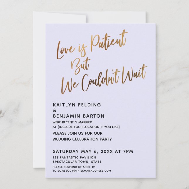 Invitation L'amour est Patient Mais Nous N'avons Pas Pu Atten (Devant)