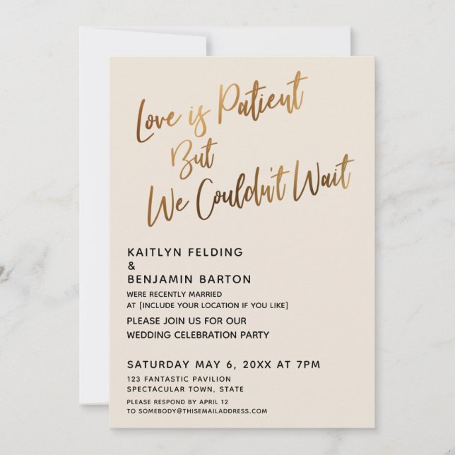 Invitation L'amour est patient mais nous n'avons pas pu atten (Devant)
