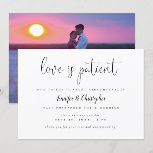 Invitation L'amour est patient Photo du scénario Report de ma