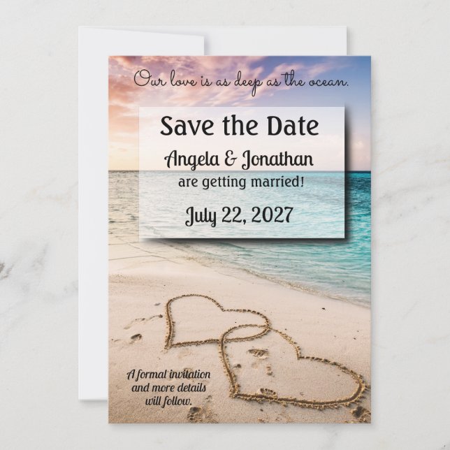 Invitation L'amour est profond comme l'océan Save the Date Ma (Devant)