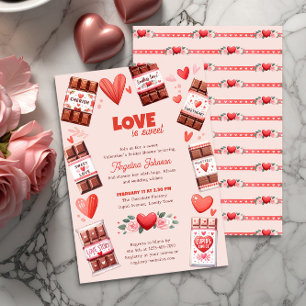 Invitation L'amour est un chocolat doux et une fête de douche