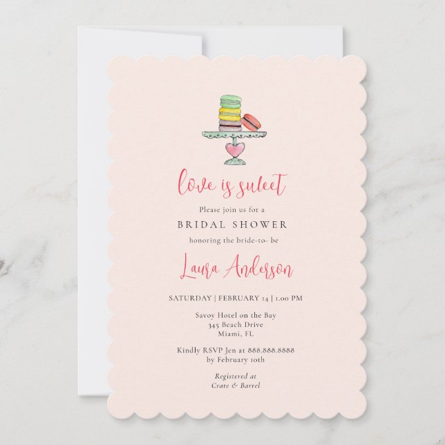 Invitation L'amour est un macaron de mariage doux (Devant)