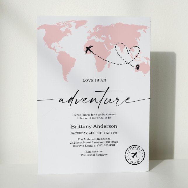 Invitation L'amour est une aventure de douche de mariée (Créateur téléchargé)