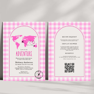 Invitation L'amour est une aventure Gingham Baby Shower 
