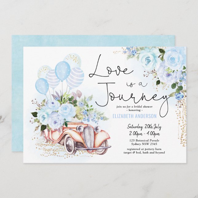 Invitation L'amour est une Fête des mariées Voyage Aventure (Devant / Derrière)