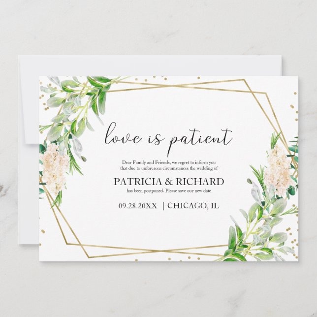 Invitation L'amour est une verdure patiente Mariage Nouvelle  (Devant)