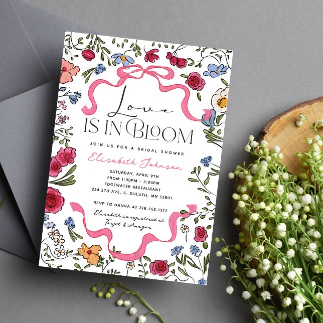 Invitation L'amour fleuri est en fleur : Shower de mariage (Floral Love is in Bloom Bridal Shower Invitation)