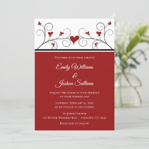 Invitation L'amour grandit   Red Hearts Valentine Mariage