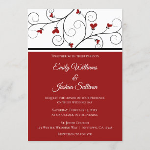 Invitation L'amour grandit Red Hearts Valentine Mariage