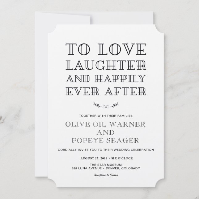 Invitation L'amour, le rire et la joie après le Mariage (Devant)