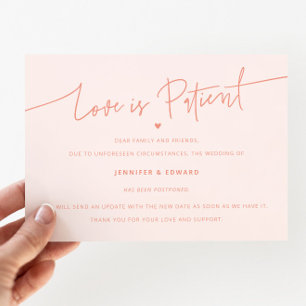 Invitation L'Amour Minimaliste Est Le Mariage Patient Mise À