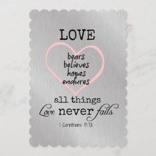 Invitation L'amour n'échoue jamais Bible Verse Mariage