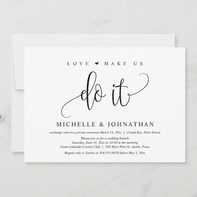 Invitation L'amour nous fait le faire, Célébration de mariage (Devant)