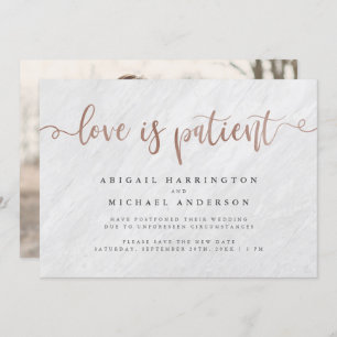Invitation L'amour pour le script d'or Marbre blanc et Rose e