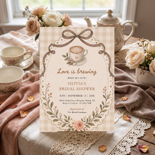 Invitation L'amour prépare du café Floral Vintage Personnalis