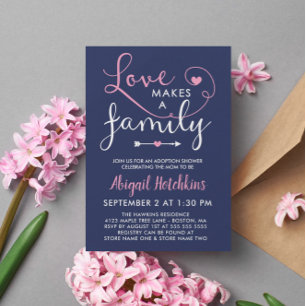 Invitation L'Amour Rose De La Marine Fait Une Douche D'Adopti