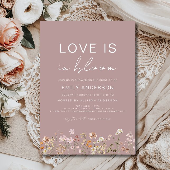 Invitation L'amour rose est en fleurs Réception de mariage ch (Créateur téléchargé)