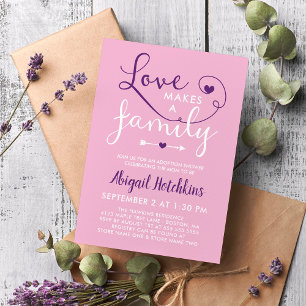 Invitation L'Amour Rose Violet Fait Une Douche D'Adoption Fam