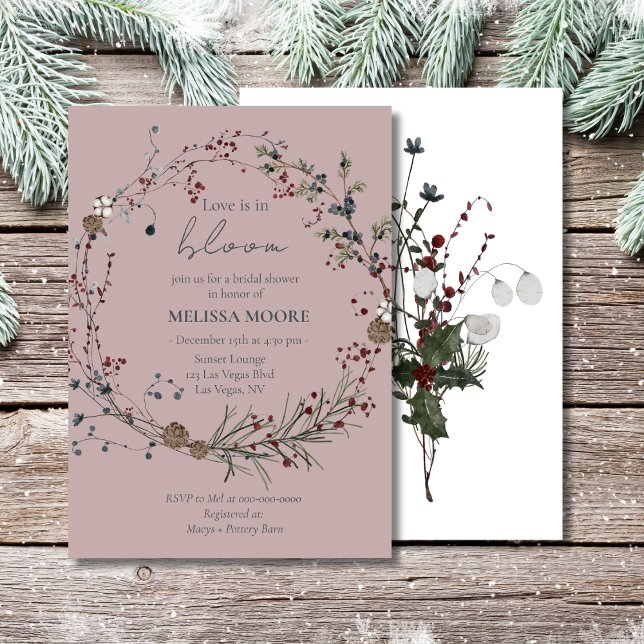Invitation L'Amour Rustique Boho D'Hiver Est En Fête des mari (Créateur téléchargé)
