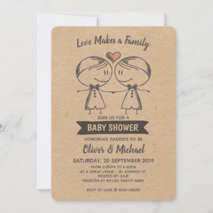 Invitation L'amour rustique fait un Baby shower gay en famill