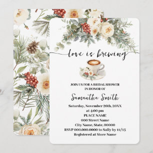 Invitation L'amour se prépare Bridal Shower Café d'hiver