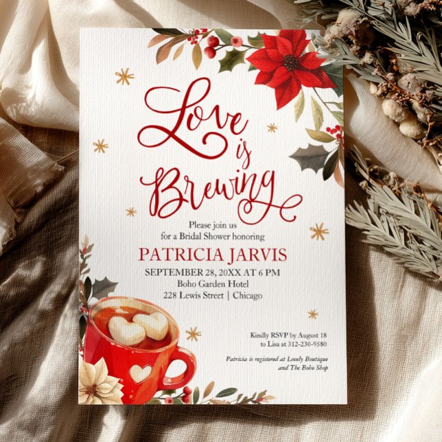 Invitation L'amour se prépare Fête de fiançailles de Noël (Créateur téléchargé)