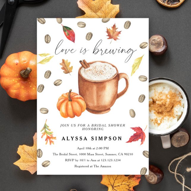 Invitation L'amour se prépare Fête de mariage Pumpkin Latte (Créateur téléchargé)