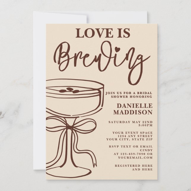 Invitation L'Amour se Prépare Mariage Espresso Martini Enterr (Devant)