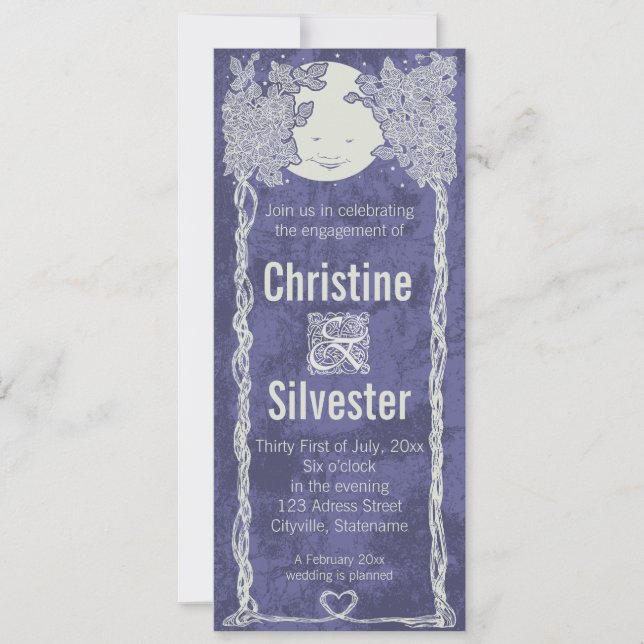 Invitation L'amour sous les étoiles, fiançailles (Devant)