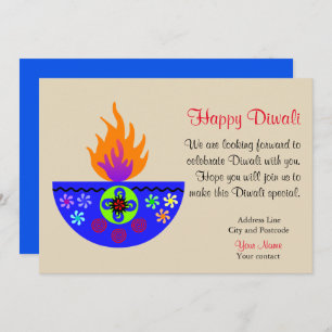 Invitation Lampe colorée Diwali Diya