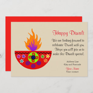 Invitation Lampe colorée Diwali Diya