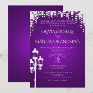 Invitation Lampe étincelante Post Gala Mariage violet