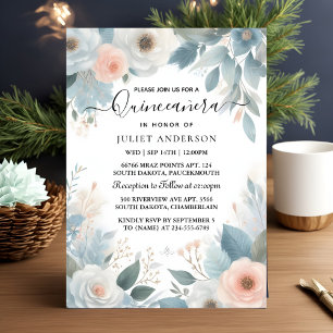 Invitation Lampe ivoire Ciel or bleu clair Quinceanera