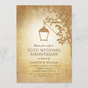 Invitation Lampe vintage 50e anniversaire Mariage Automne rus