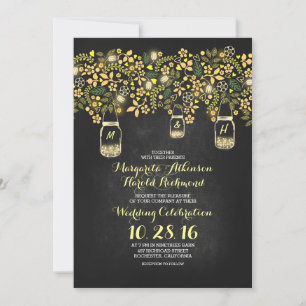 Invitation lampes jaunes bocaux de masques mariage de tableau