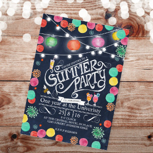 Invitation Lampions d'invitation de fête d'été noirs élégants