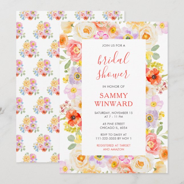 Invitation Lancement de bouquet de mariée Fleurs sauvages de  (Devant / Derrière)