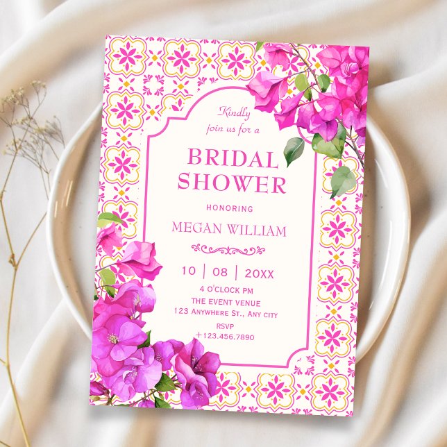 Invitation Lancement de bouquet floral en carrelage rose (Créateur téléchargé)