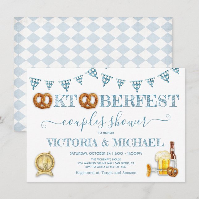Invitation Lancement de couples de bretzels d'Oktoberfest (Devant / Derrière)