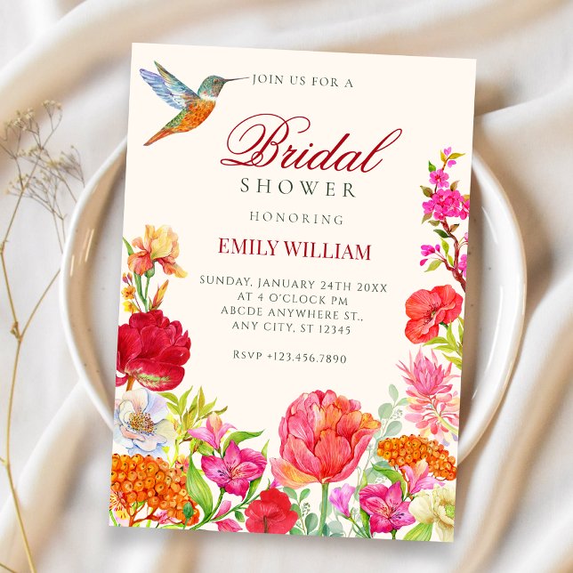 Invitation Lancement de fête de mariage aquarelle florale en  (Créateur téléchargé)