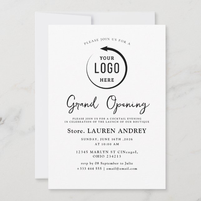 Invitation Lancement de la soirée de la boutique moderne (Devant)