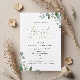 Invitation Lancement de mariage au eucalyptus aquarelle