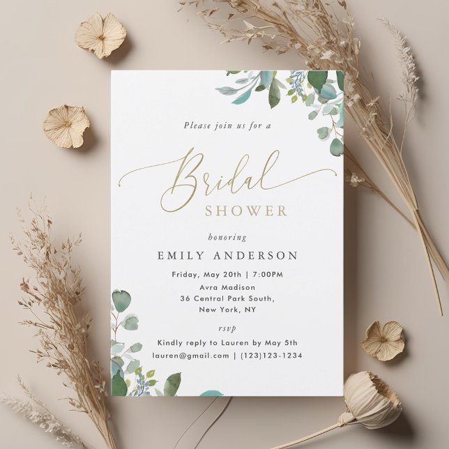 Invitation Lancement de mariage au eucalyptus aquarelle (Créateur téléchargé)
