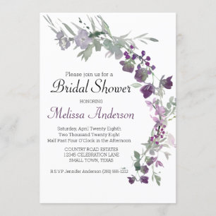 Invitation Lancement de mariage aux fleurs sauvages aquarelle