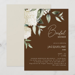 Invitation Lancement de mariage aux hortensias bruns et blanc