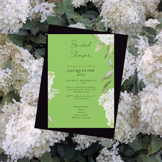 Invitation Lancement de mariage aux Hydrangeas Blancs et Vert (Créateur téléchargé)