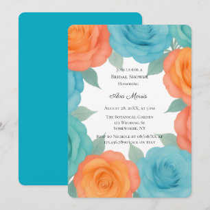 Invitation Lancement de mariage aux roses orange et sarcelle 